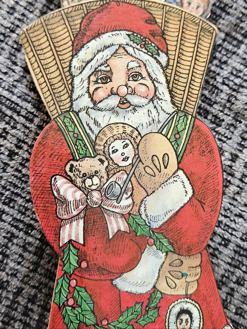 Vintage (1980s) Pull String Pop up Cardboard Santa Clause.